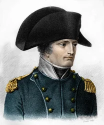Retrato de Napoleão na época da Batalha de Austerlitz (1805) - em "Retratos dos generais franceses após as vitórias e conquistas dos franceses". Grave de Ambroise Tardieu, em 1818. Coleção Stella.