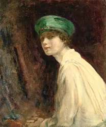 "The Green Hat", um retrato da Sra. Claude Johnson, 1918