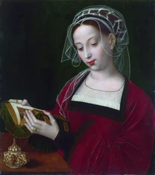 "Mary Magdalene Reading" Pintura de Ambrosius Benson (1495-1550) cerca de 1525 London National Gallery