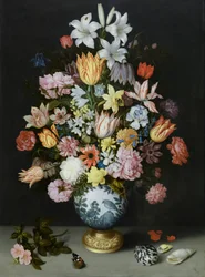 Natureza morta de flores num vaso de Wan Li