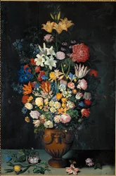 Natureza-morta com flores num vaso ...
