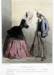 Um momento difícil (a renda) - em "Madeleines" de Cham, c.1870-1880