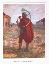 Um cornicen ou trompetista, ilustração de O Soldado Romano, 1928