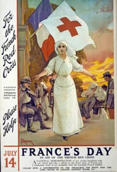 Recurso de angariação de fundos para ajudar a Cruz Vermelha Francesa no dia da França, 14 de julho, pub. Londres, c.1915