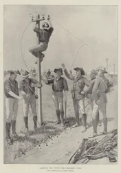 Homens de Jameson cortando os fios do telégrafo