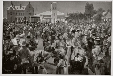 A ocupação britânica de Bloemfontein - Um concerto noturno na praça do mercado pelos canos da Brigada Highland
