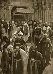 A saída após a coroação de Ricardo II, véspera de São Kenelm, 16 de julho de 1377, de «The Illustrated London News», 1902