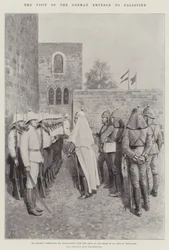 A visita do imperador alemão à Palestina, Sua Majestade apresentando os seus Casacos Azuis com a Cruz da Ordem de S. João de Jerusalém