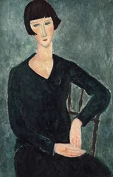 Mulher sentada de vestido azul, 1918-1919