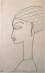 Perfil da mulher. Perfil feminino. Desenho de Amedeo Modigliani (1884-1920), 1910-1911. Nova Iorque, Museu de Arte Moderna