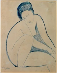 Nu sentado (tinta sobre papel)