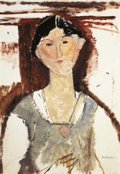 Estudo para retrato de Beatrice Hastings por Amedeo Modigliani (1884-1920), óleo sobre papelão, 69x49 cm