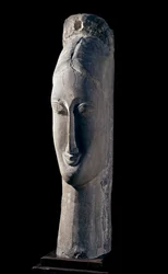 Testa di donna. A cabeça da mulher. Escultura de Amedeo Modigliani (1884-1920)