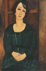 Mulher em um vestido xadrez, 1916