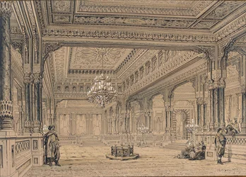 Interior do Palácio Ciragan em Istambul, 1872.