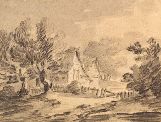 Cottage in a Landscape, c.1805 (giz, carvão e lavagem)