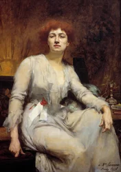 Retrato de Severine (Caroline Remy esposa Guebhard) (1856-1929), jornalista socialista Pintura de Amelie Beaury Saurel (? -1924) 1893 Sun. 1,2x0,87 m. Paris, Musee Carnavalet