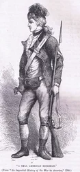 Um verdadeiro atirador americano, ilustração de Cassells History of the United States publicada por Cassell, Petter & Galpin, c.1900 (litho)