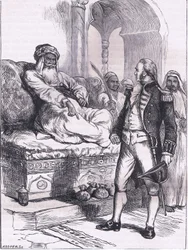 Captain Bainbridge and the Dey of Algiers, ilustração de Cassell History of the United States publicada por Cassell, Petter & Galpin, c.1900 (litho)