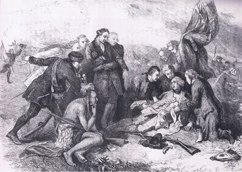 Morte de Wolfe, ilustração de Cassells History of the United States publicada por Cassell, Petter & Galpin, c.1900 (litho)