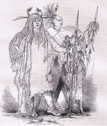 Grupo de índios de fronteira, ilustração de Cassells History of the United States publicada por Cassell, Petter & Galpin, c.1900 (litho)