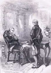 Lafayette e Washington, ilustração de Cassells History of the United States publicada por Cassell, Petter & Galpin, c.1900 (litho)