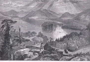 Long Island, Lake George, ilustração de Cassell History of the United States publicada por Cassell, Petter & Galpin, c.1900 (litho)