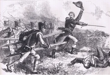Pakenham liderando o ataque de Nova Orleans, ilustração de Cassell History of the United States publicada por Cassell, Petter & Galpin, c.1900 (litho)