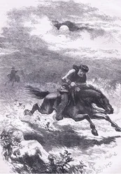 Busca de Paul Revere the scout, ilustração de Cassell History of the United States publicada por Cassell, Petter & Galpin, c.1900 (litho)