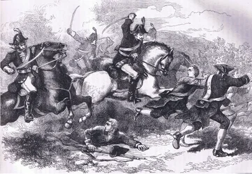 Rout of the loyal recruits, ilustração de Cassells History of the United States publicada por Cassell, Petter & Galpin, c.1900 (litho)
