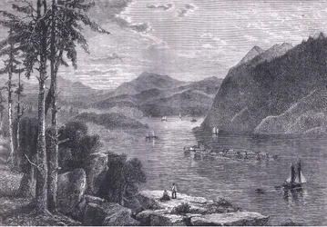 The Hudson Highlands, ilustração de Cassells History of the United States publicada por Cassell, Petter & Galpin, c.1900 (litho)