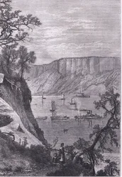 The Palisades of the Hudson, ilustração de Cassells History of the United States publicada por Cassell, Petter & Galpin, c.1900 (litho)