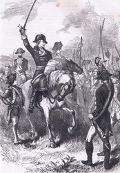 A declaração de independência lida para o exército, ilustração de Cassell History of the United States publicada por Cassell, Petter & Galpin, c.1900 (litho)