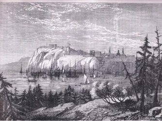Vista do Quebec, ilustração de Cassells History of the United States publicada por Cassell, Petter & Galpin, c.1900 (litho)