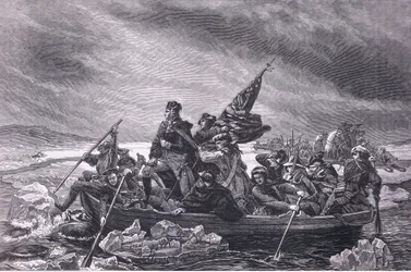 Washington crossing the Delaware, ilustração de Cassells History of the United States publicada por Cassell, Petter & Galpin, c.1900 (litho)