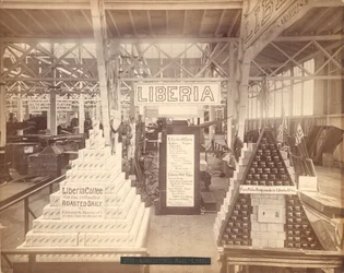 Exposição de sabão e café na Libéria, Salão Agrícola, Exposição do Centenário da Filadélfia, 1876 (impressão de albume)