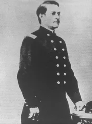 Major Marcus A. Reno da 7ª Cavalaria dos Estados Unidos (foto a p/b)
