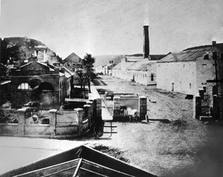 Fábrica de mosquetes do arsenal dos Estados Unidos em Harpers Ferry, 1865