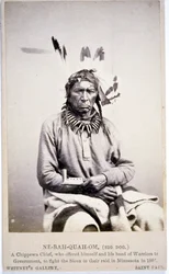 NE-BAH-QUAH-OM,Big Dog, Chefe Chippewa, ofereceu-se para lutar contra Sioux no Minnesota