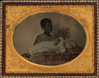 Retrato de uma rapariga e de uma criança post-mortem,c. 1860 (foto)