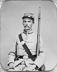 Soldado James Greer, 4ª Infantaria da Geórgia, Exército Confederado (foto a p/b)