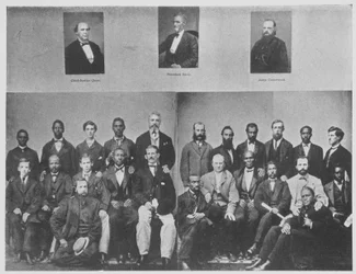 O Petit Júri impaneled para tentar o Presidente Jefferson Davies (foto a p/b)