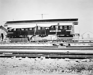 O depósito, sala de espera e bilheteira dos caminhos-de-ferro de Las Vegas Salt Lake Railroad, Nevada