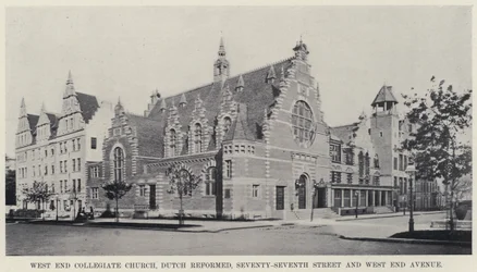 West End Collegiate Church, Dutch Reformed, Seventy-Seventh Street e West End Avenue (foto a p/b)