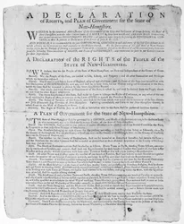 Uma Declaração de Direitos e Plano de Governo para o Estado de New Hampshire, 1779 (impressão)