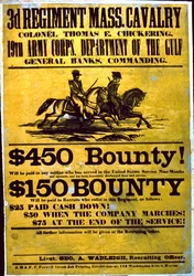 Um cartaz de recrutamento para o 3º Regimento, Massachusetts Cavalry, 1863-65