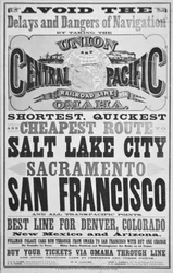 Anúncio para a Union e Central Pacific Railroad Line, c.1870 (litho)