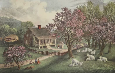 Homestead americano - primavera, pub. 1869, Currier & Ives