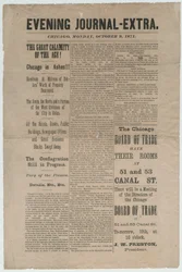 Artigo do Chicago Evening Journal-Extra sobre o incêndio de Chicago de 1871, 9 de outubro de 1871 (papel de jornal)