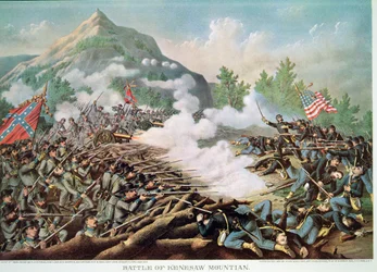 Batalha de Kenesaw Mountain, Geórgia, 27 de Junho de 1864, gravada por Kurz & Allison